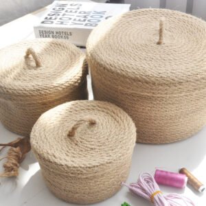 Japanese Style Linen Table Top Sundries Storage Basket